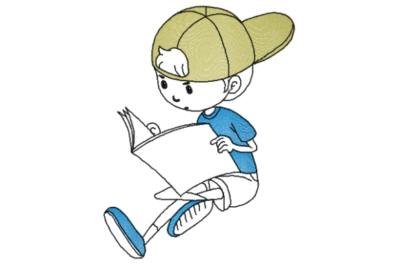 Boy Reading: A Heartfelt Embroidery Design for Personalized Gifts